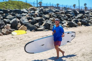 Dave with his new Boss Surf School Board